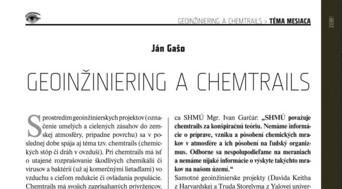 GEOINŽINIERING A CHEMTRAILS